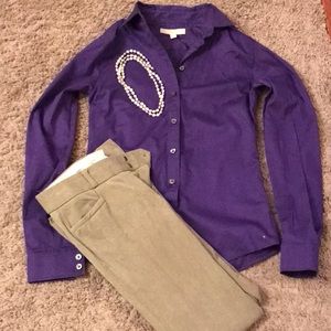 Royal purple Banana Republic button down blouse